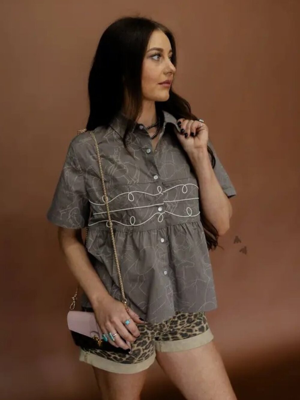 Loopty Lou Ponees - Peplum Button Down Top
